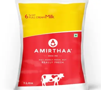 Amirthaa 1L Full Cream Milk, 6%, Packet