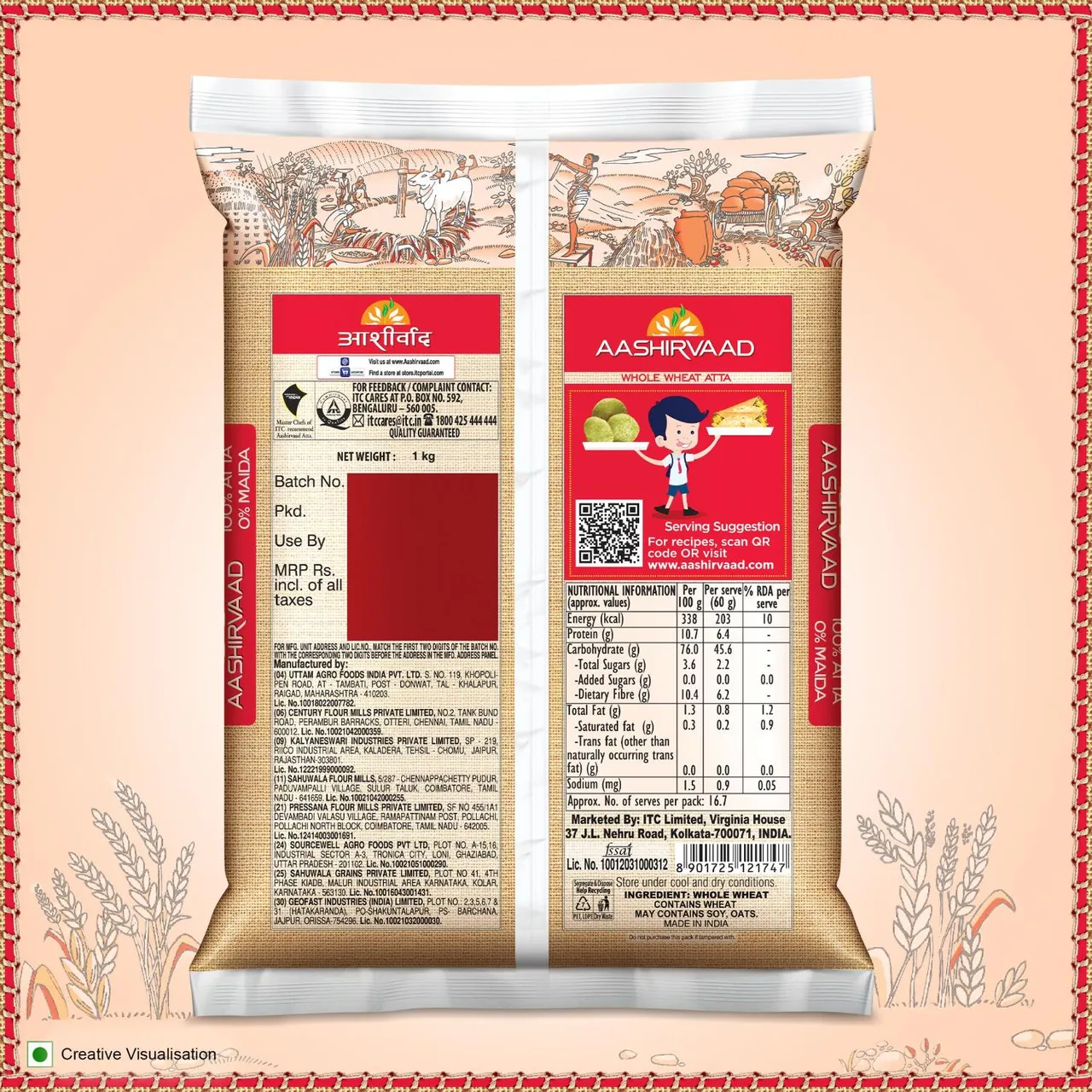 Aashirvaad Atta - Superior MP Whole Wheat, No Maida (Pouch)1KG - Image 2