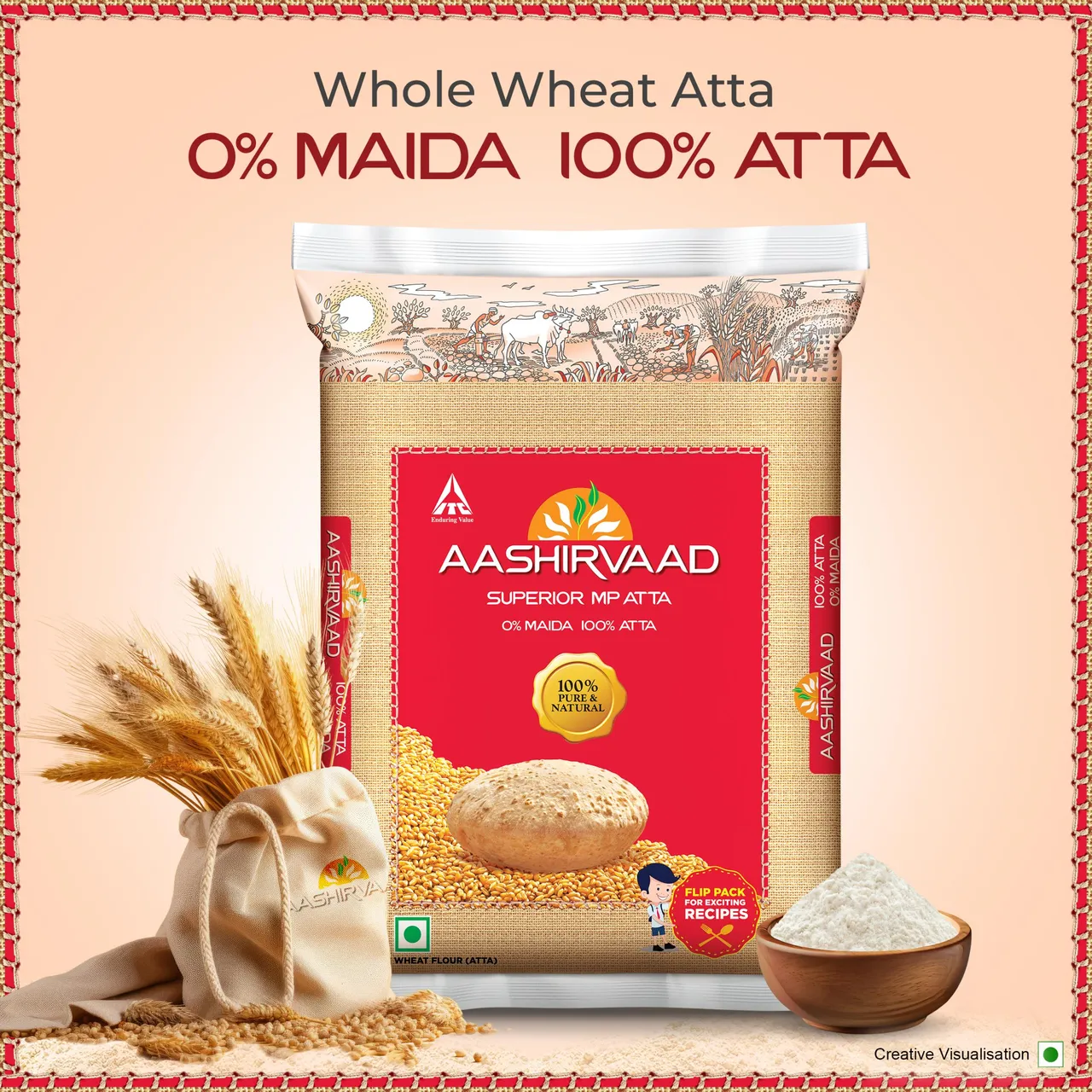 Aashirvaad Atta - Superior MP Whole Wheat, No Maida (Pouch)1KG - Image 6