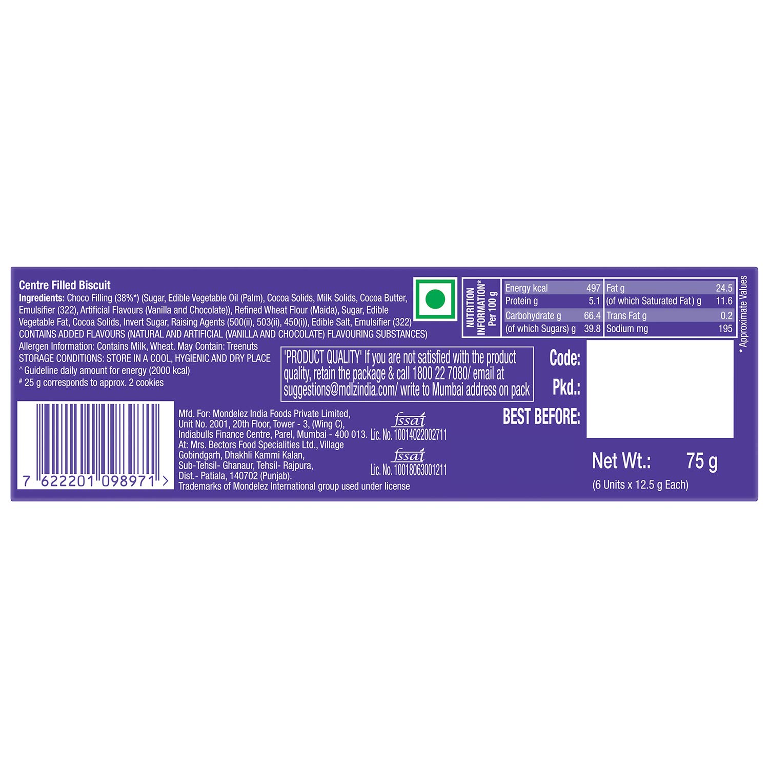 Cadbury Chocolates Filled Cookies, 75G (Weight May Vary) - Image 4