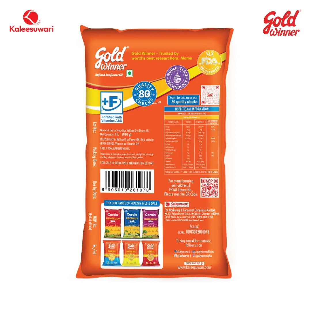 Gold Winner Refined Sunflower Oil (Pouch) - Image 2