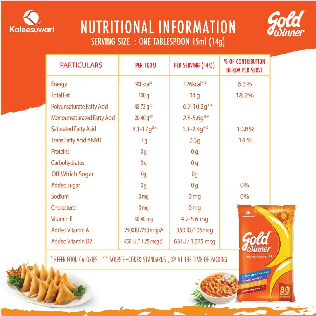 Gold Winner Refined Sunflower Oil (Pouch) - Image 3