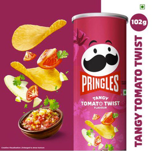 Pringles Tangy tomato Twist flavoured Potato crisps (102g) - Image 2