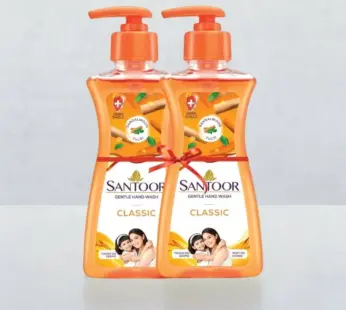 Santoor Classic Gentle Anti-Bacterial Hand Wash With Natural Goodness of Sandalwood and Tulsi(Buy 1 Get 1 Free)